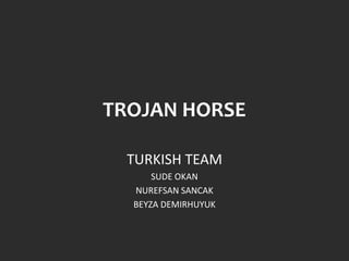 TROJAN HORSE
TURKISH TEAM
SUDE OKAN
NUREFSAN SANCAK
BEYZA DEMIRHUYUK
 
