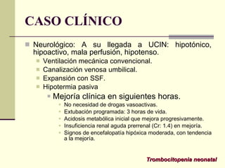CASO CLÍNICO <ul><li>Neurológico: A su llegada a UCIN: hipotónico, hipoactivo, mala perfusión, hipotenso. </li></ul><ul><u...