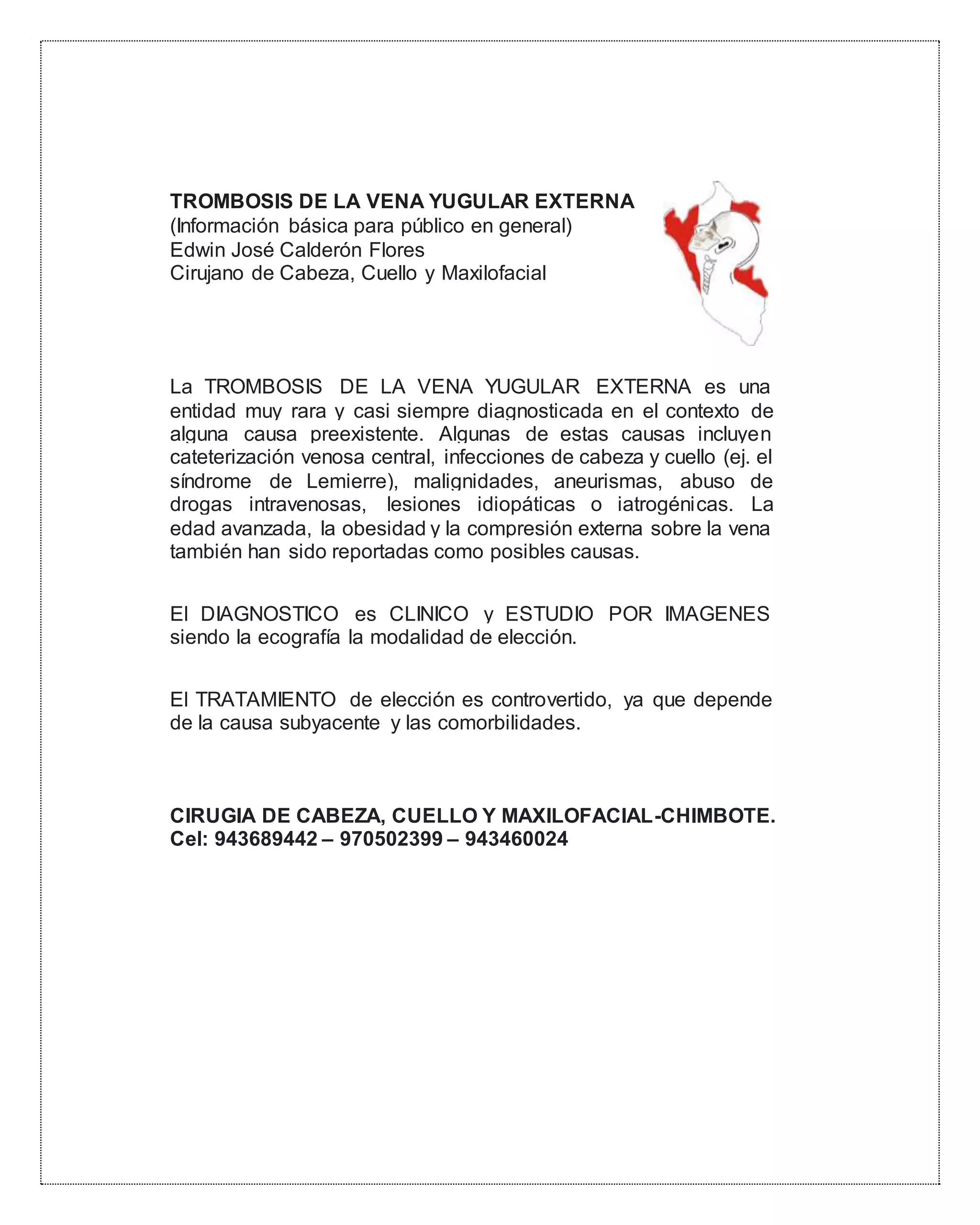 Edwin Vena TROMBOSIS DE LA VENA YUGULAR EXTERNA | DOCX