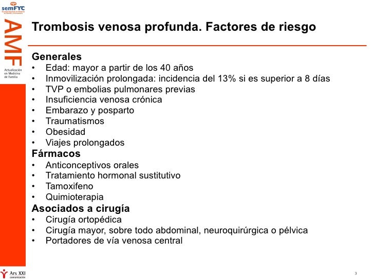Resultado de imagen para factores riesgo trombosis venosa