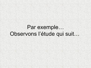 Par exemple… Observons l’étude qui suit…  