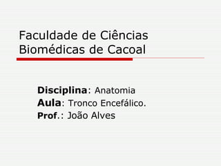 Faculdade de Ciências Biomédicas de Cacoal Disciplina :  Anatomia Aula : Tronco Encefálico. Prof .: João Alves 