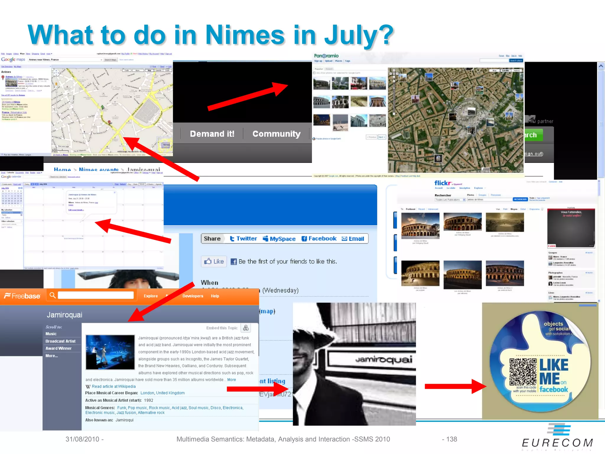 What to do in Nimes in July?




  31/08/2010 -   Multimedia Semantics: Metadata, Analysis and Interaction -SSMS 2010   - 138
 