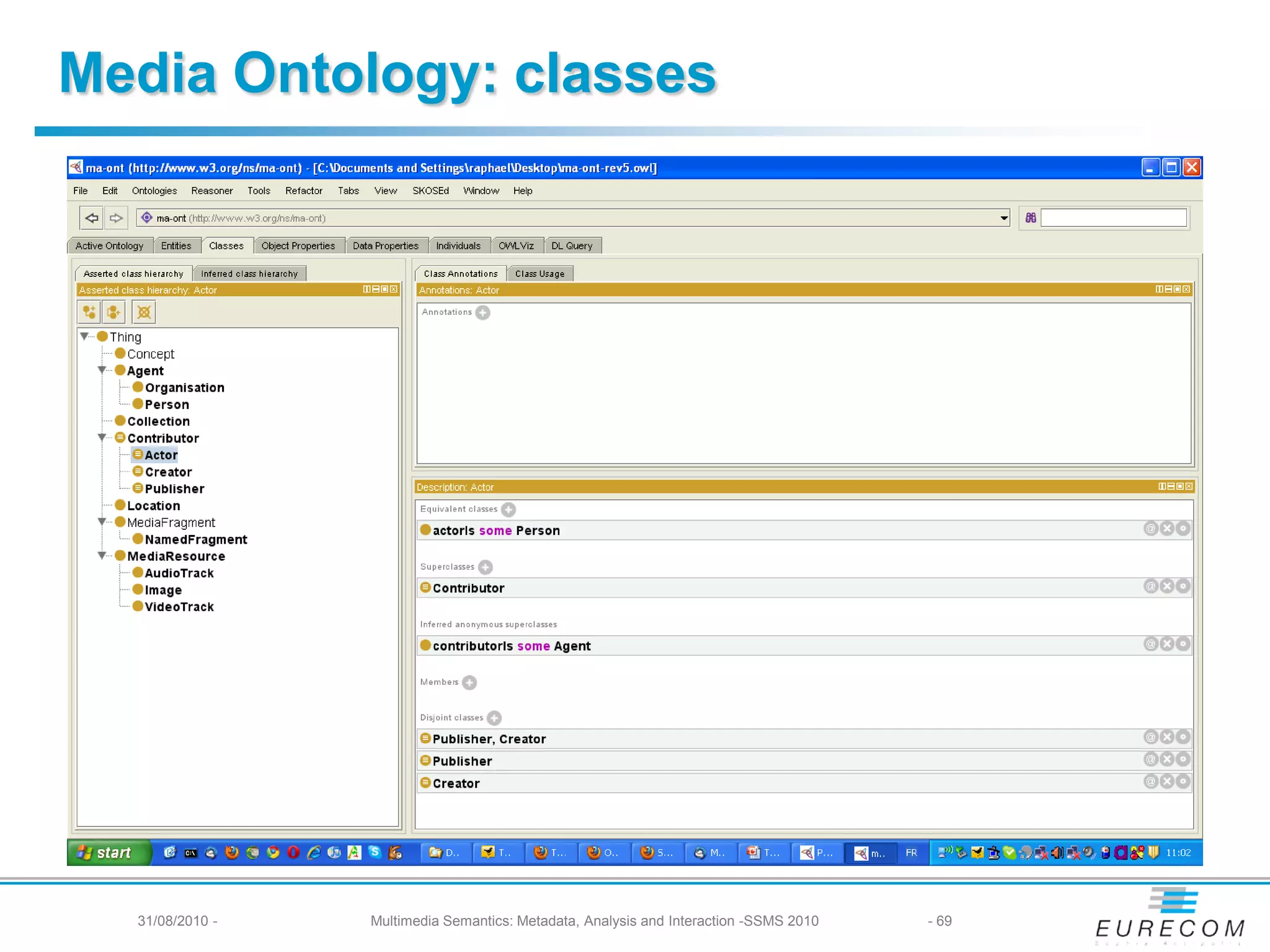 Media Ontology: classes




  31/08/2010 -   Multimedia Semantics: Metadata, Analysis and Interaction -SSMS 2010   - 69
 