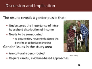 Using dairy hubs to improve farmers’ access to milk markets in Kenya: Gender and its implications