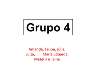 Amanda, Felipe, Júlia,
Luiza, Maria Eduarda,
Mateus e Tainá
 