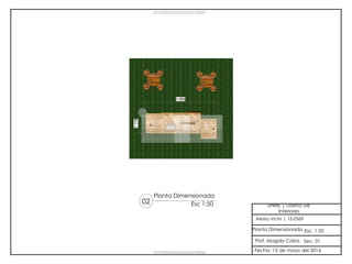 VECTORWORKS EDUCATIONAL VERSION
VECTORWORKS EDUCATIONAL VERSION
Planta Dimensionada
Esc 1:5002 UNIBE | Diseño De
Interiores
Alexia Vicini | 15-0369
Sec. 01
Planta Dimensionada Esc. 1:50
Prof. Magaly Caba
Fecha: 13 de mayo del 2016
 