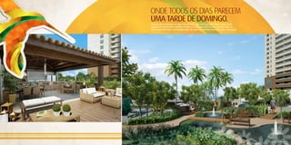 ONDE TODOS OS DIAS PAREcEM
                                           UMA TARDE DE DOMINGO.
                                           Contato com a natureza é o que não falta por aqui. Na Praça Bem Viver, muito verde,
                                           espaços de convivência, espelhos d’água e a sensação total de paz. Isso sem falar no
                                           belo Espaço Gourmet, um recanto cheio de sabor em perfeita harmonia com a paisagem.




Perspectiva ilustrada do Espaço Gourmet.




                                                                                                                                  Perspectiva ilustrada da Praça Bem Viver.
 