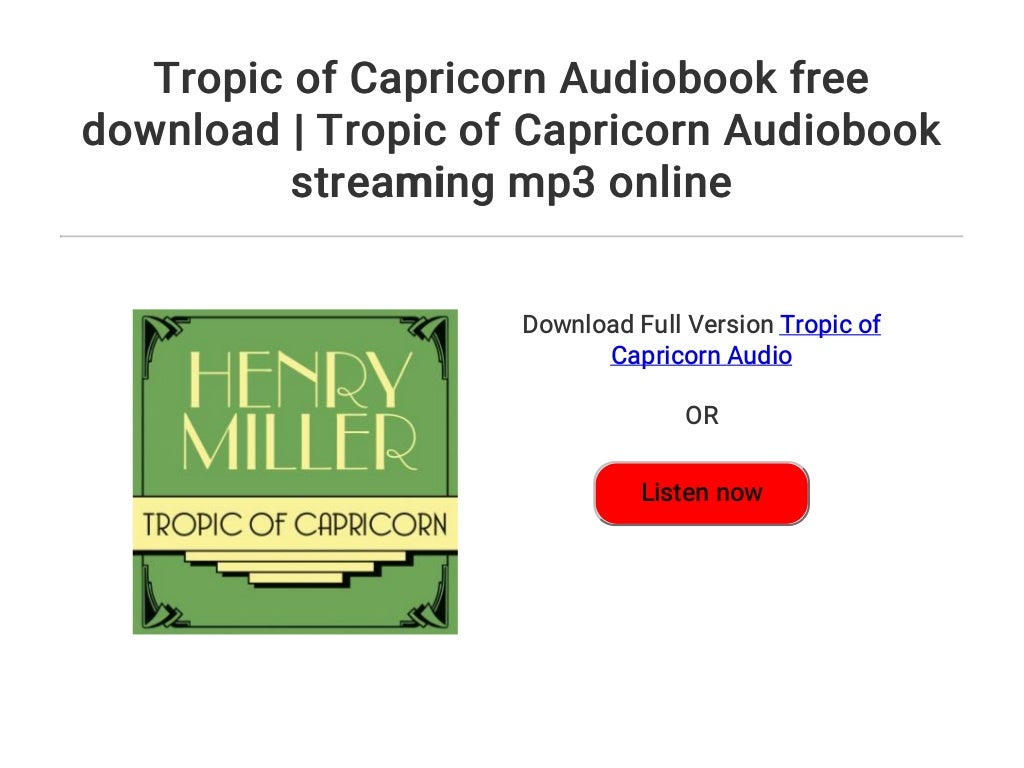 tropic of capricorn first edition