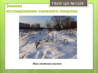 Зимнее
исследование снежного покрова
Наш опытный участок
 