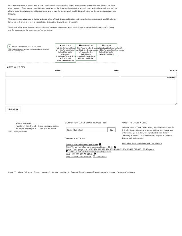 Troubleshoot A Failed Hard Drive Help Desk Geek