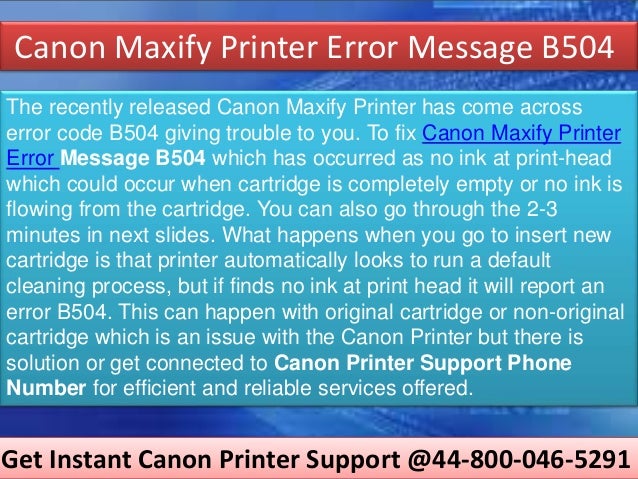 support code b504 canon maxify printer