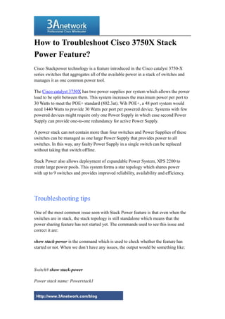 Troubleshoot cisco 3750 x stack power feature | DOC