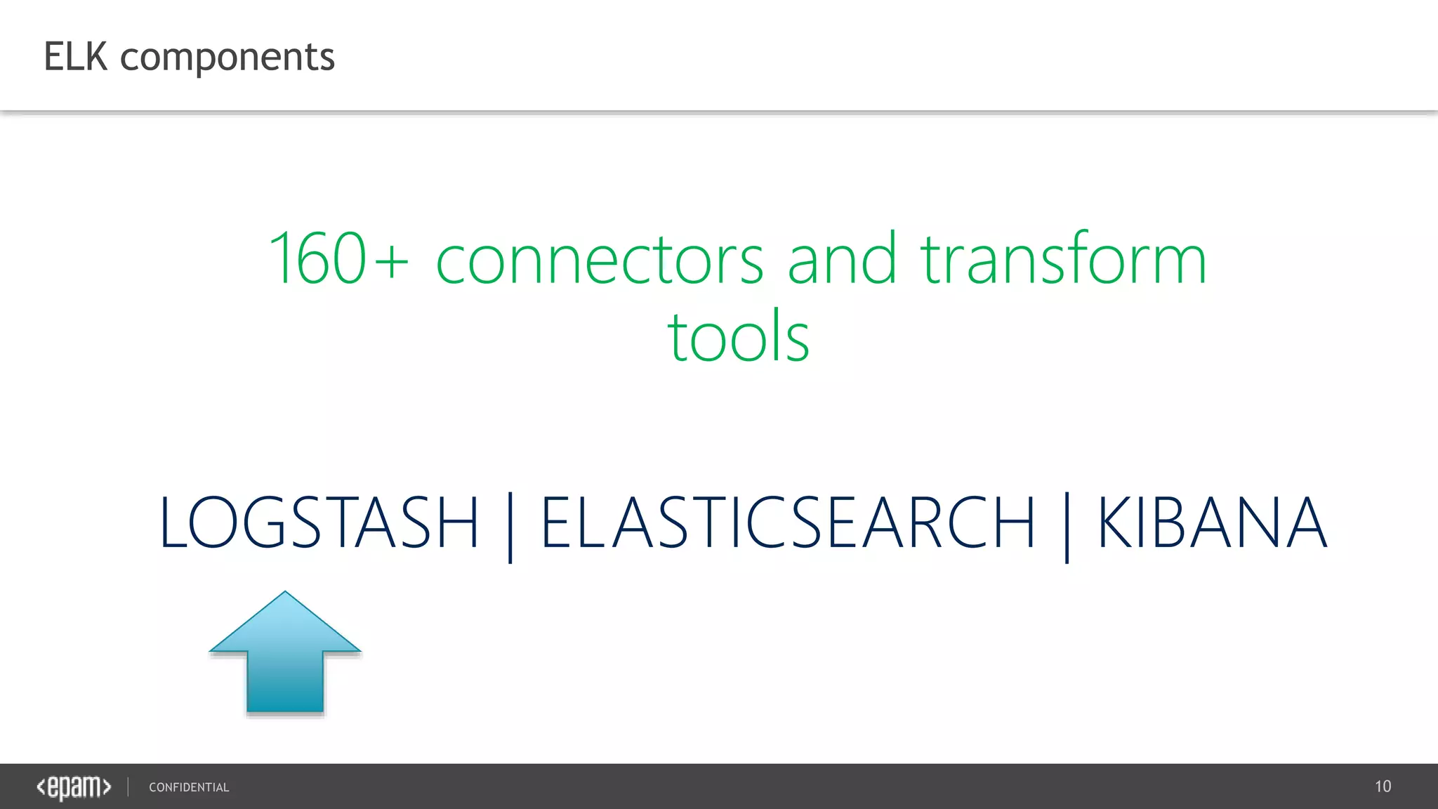 10CONFIDENTIAL
ELK components
160+ connectors and transform
tools
 