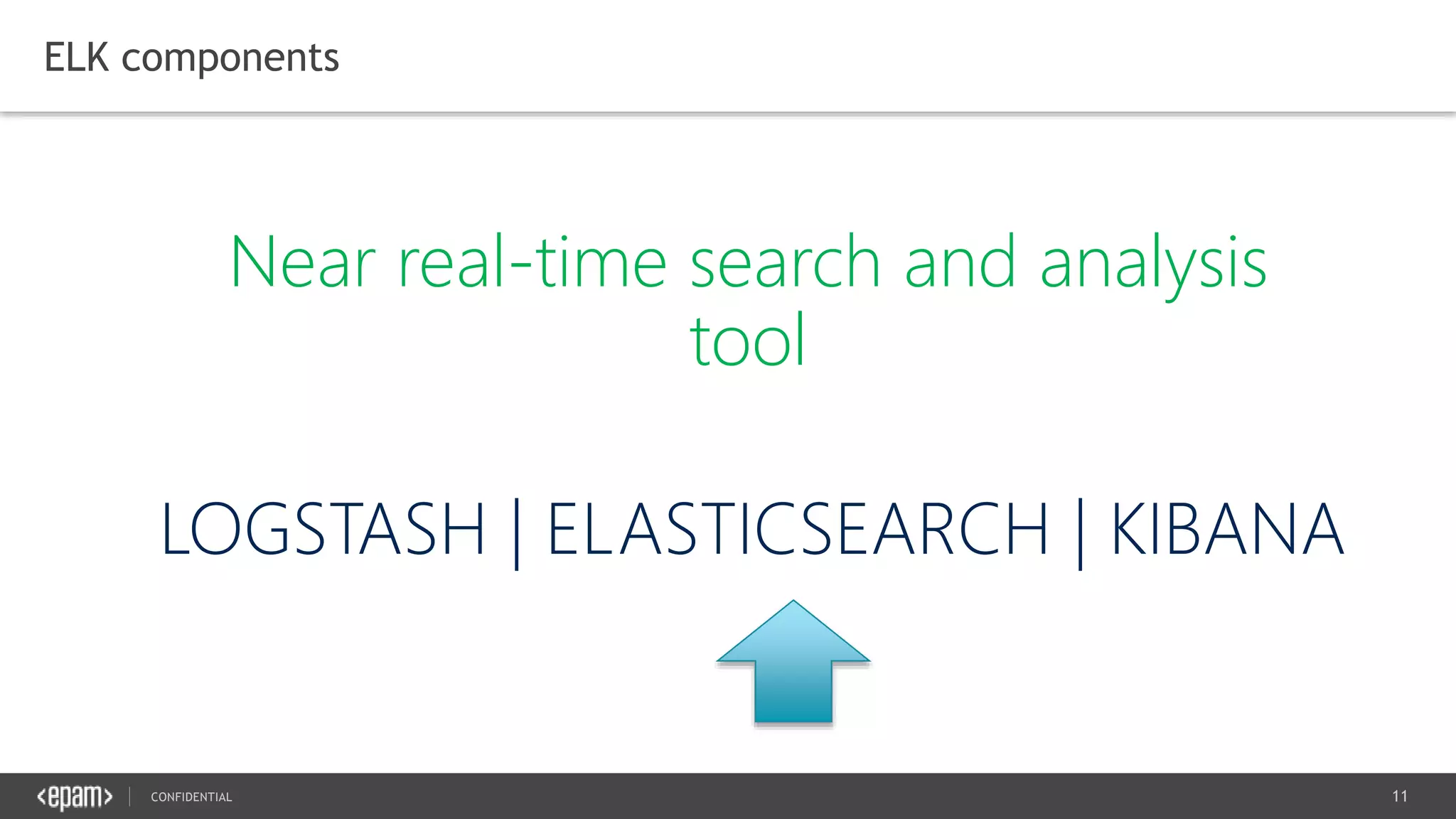 11CONFIDENTIAL
ELK components
Near real-time search and analysis
tool
 