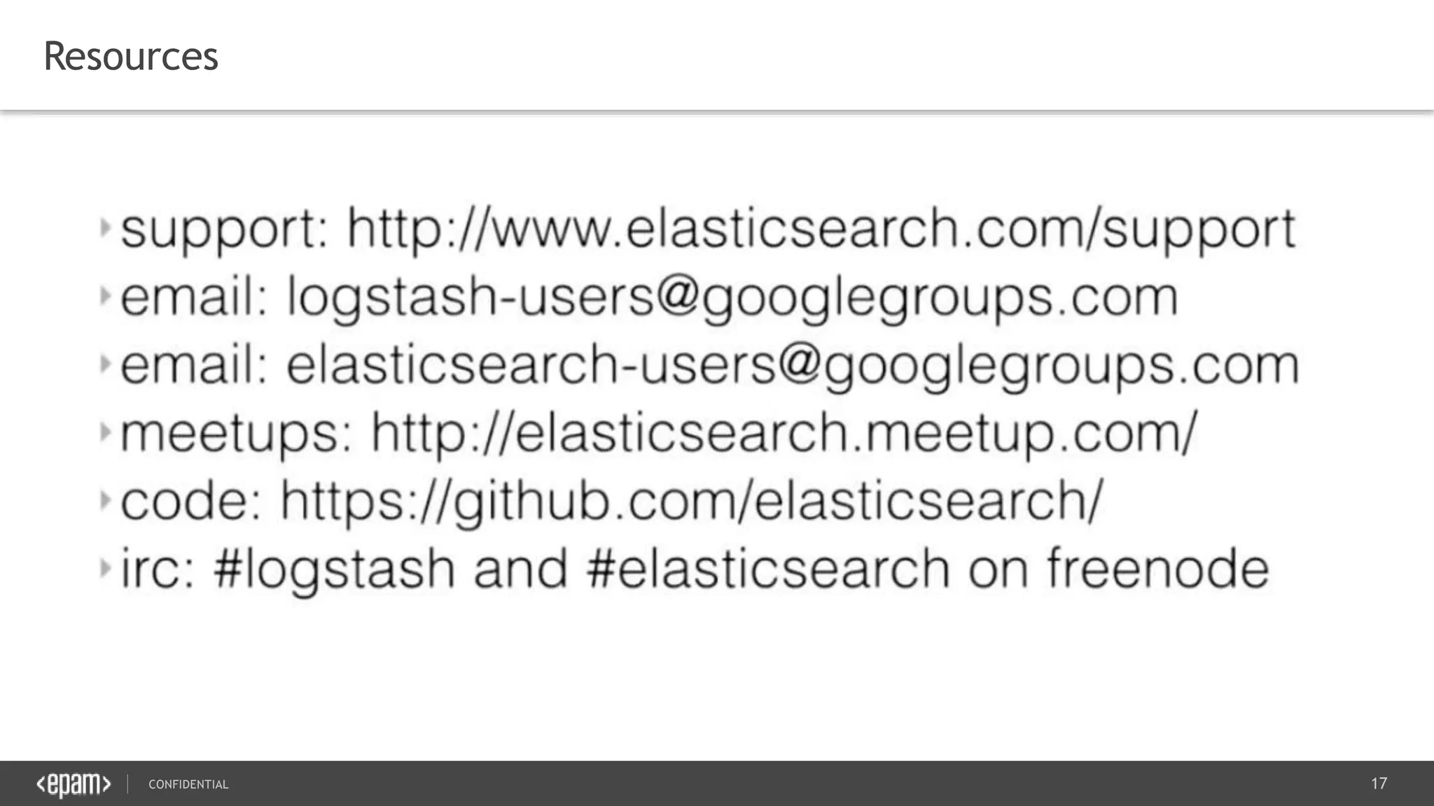 17CONFIDENTIAL
Resources
 