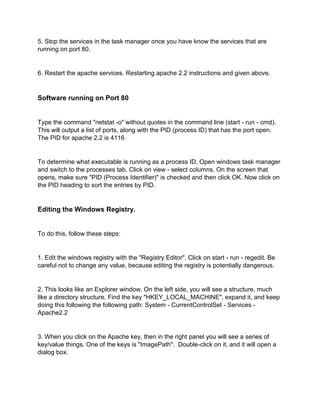 Troubleshooting guide for apache 2.2 service. | DOCX