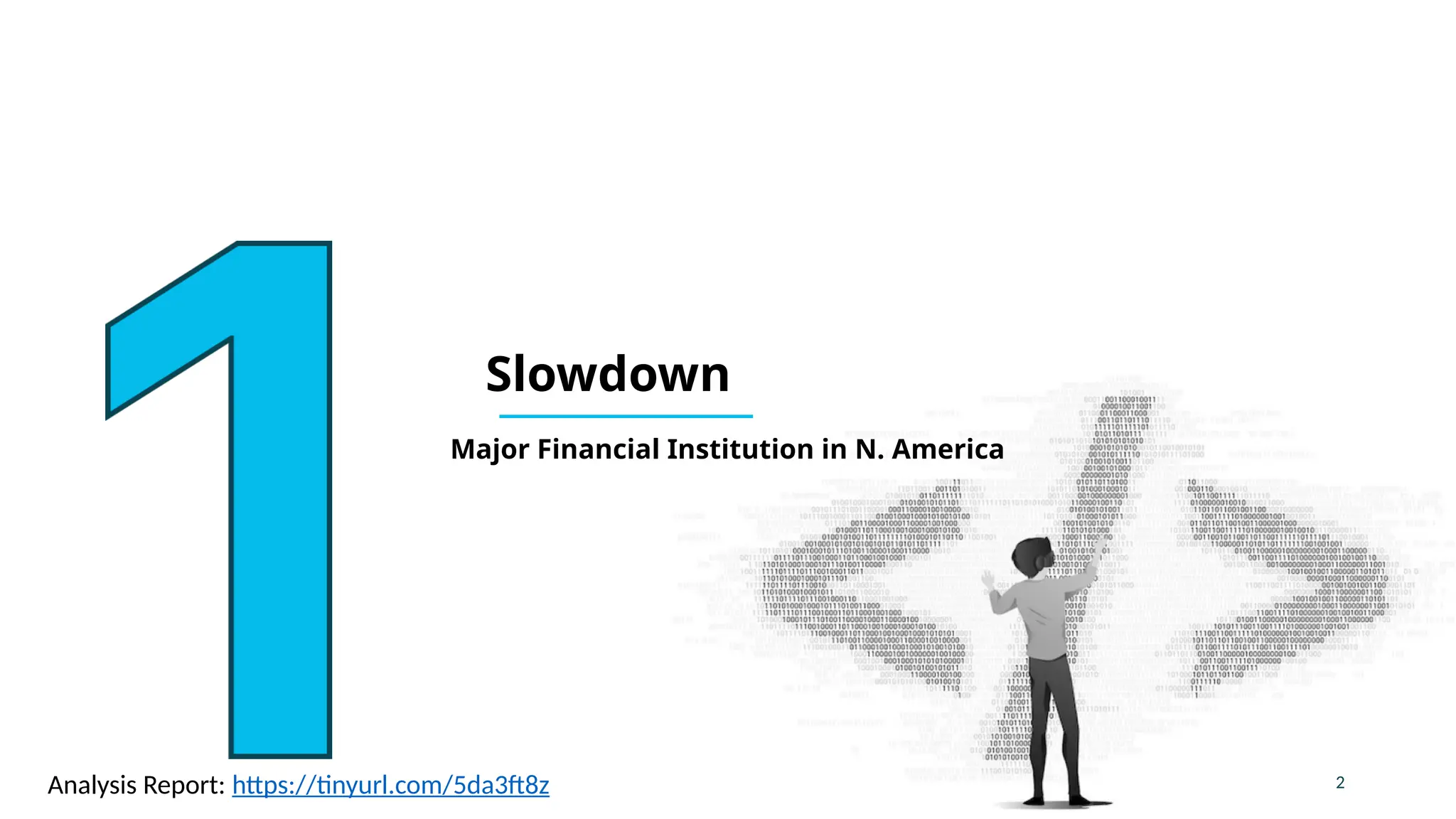 2
Slowdown
Major Financial Institution in N. America
Analysis Report: https://tinyurl.com/5da3ft8z
 