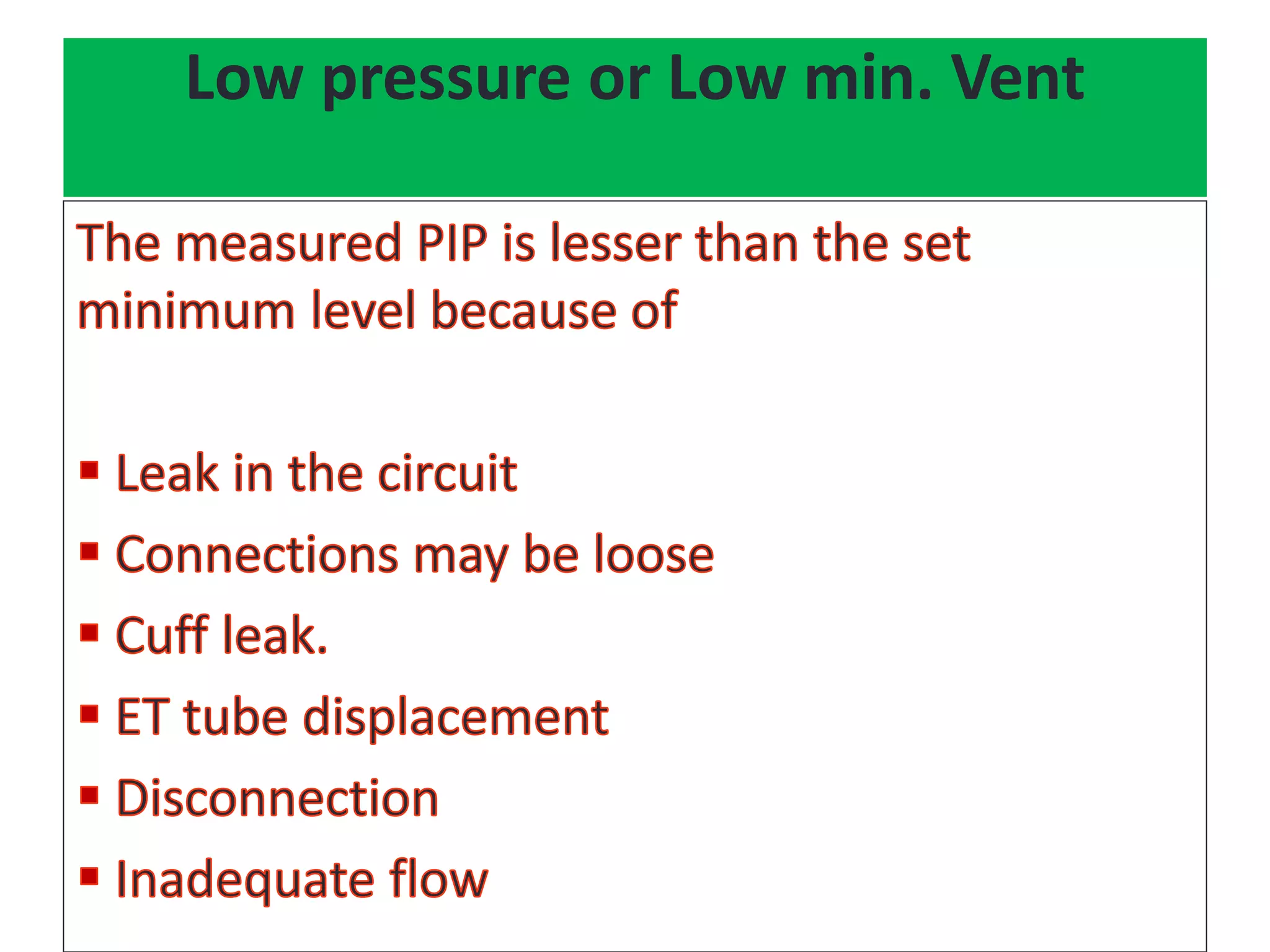 Low pressure or Low min. Vent
 