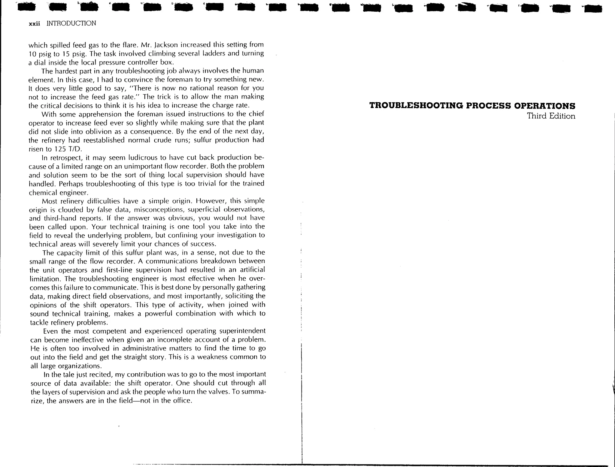 Troubleshooting process operations