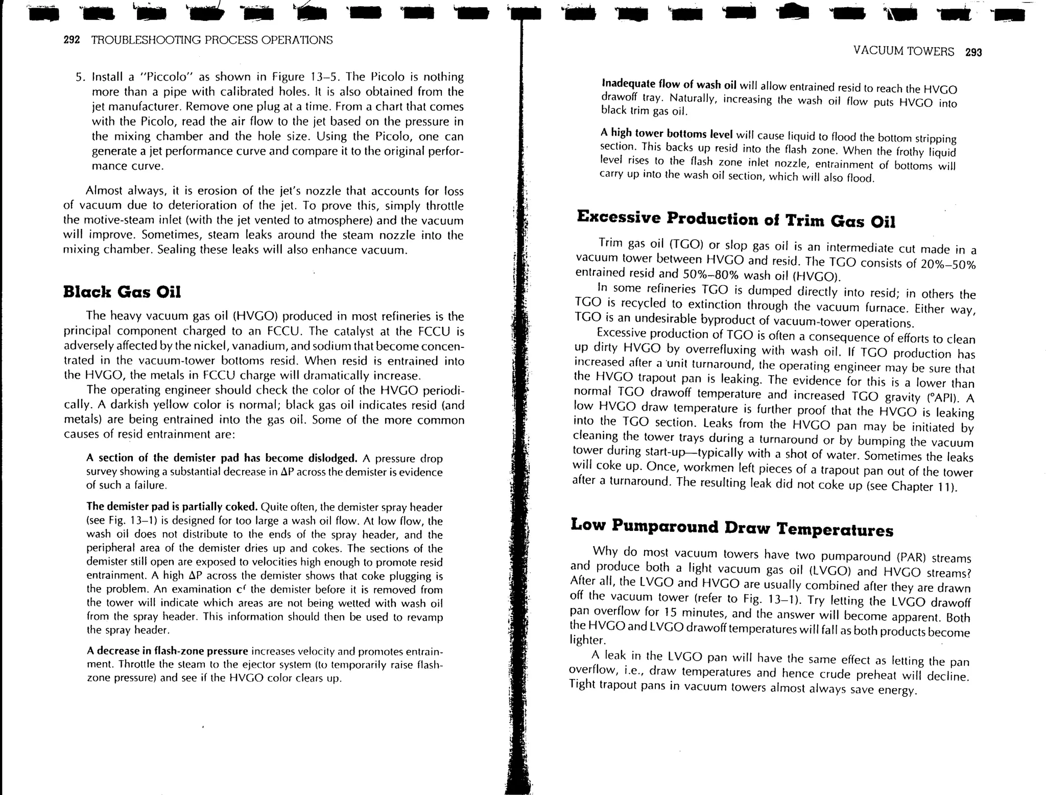 Troubleshooting process operations