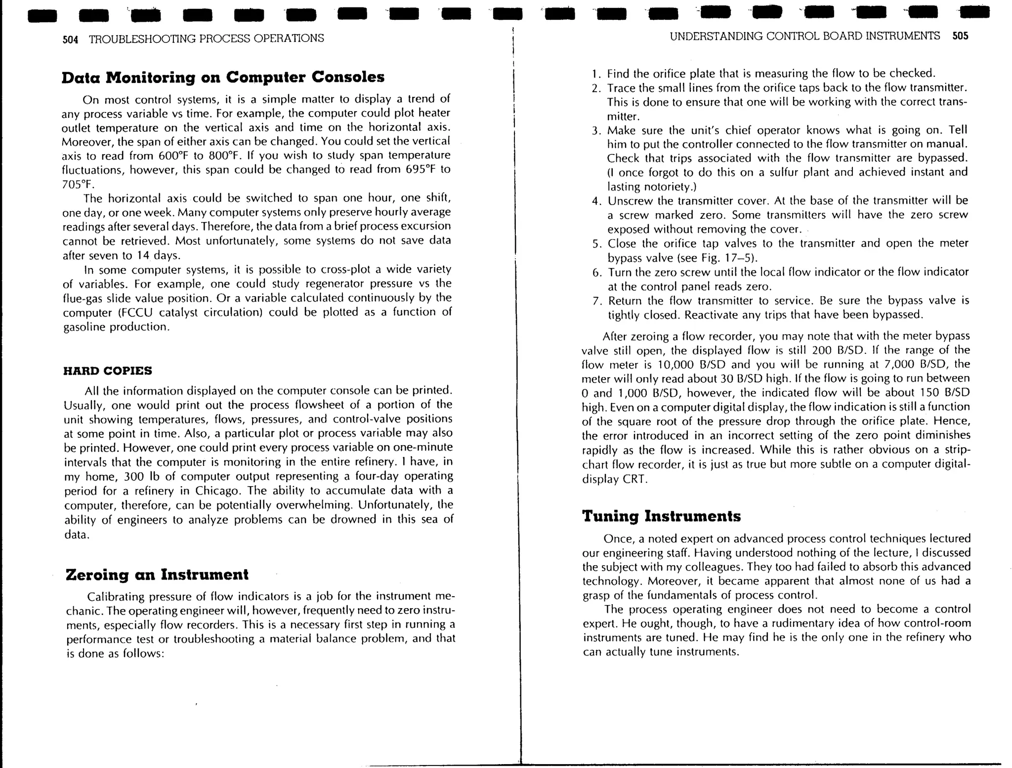 Troubleshooting process operations