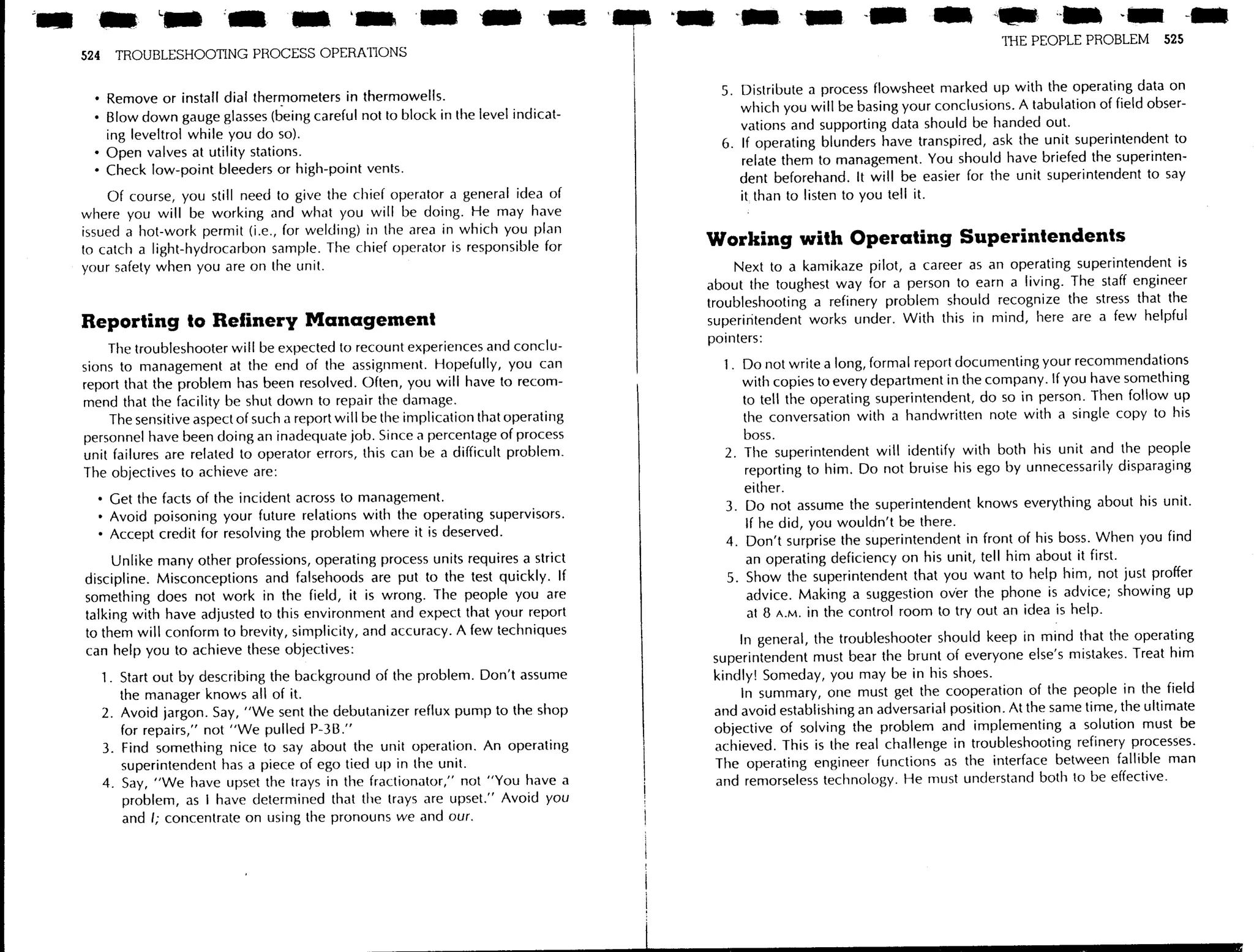 Troubleshooting process operations