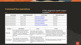 Command line operations
HTML diagnostic health output
available (-html <file_name>)
 