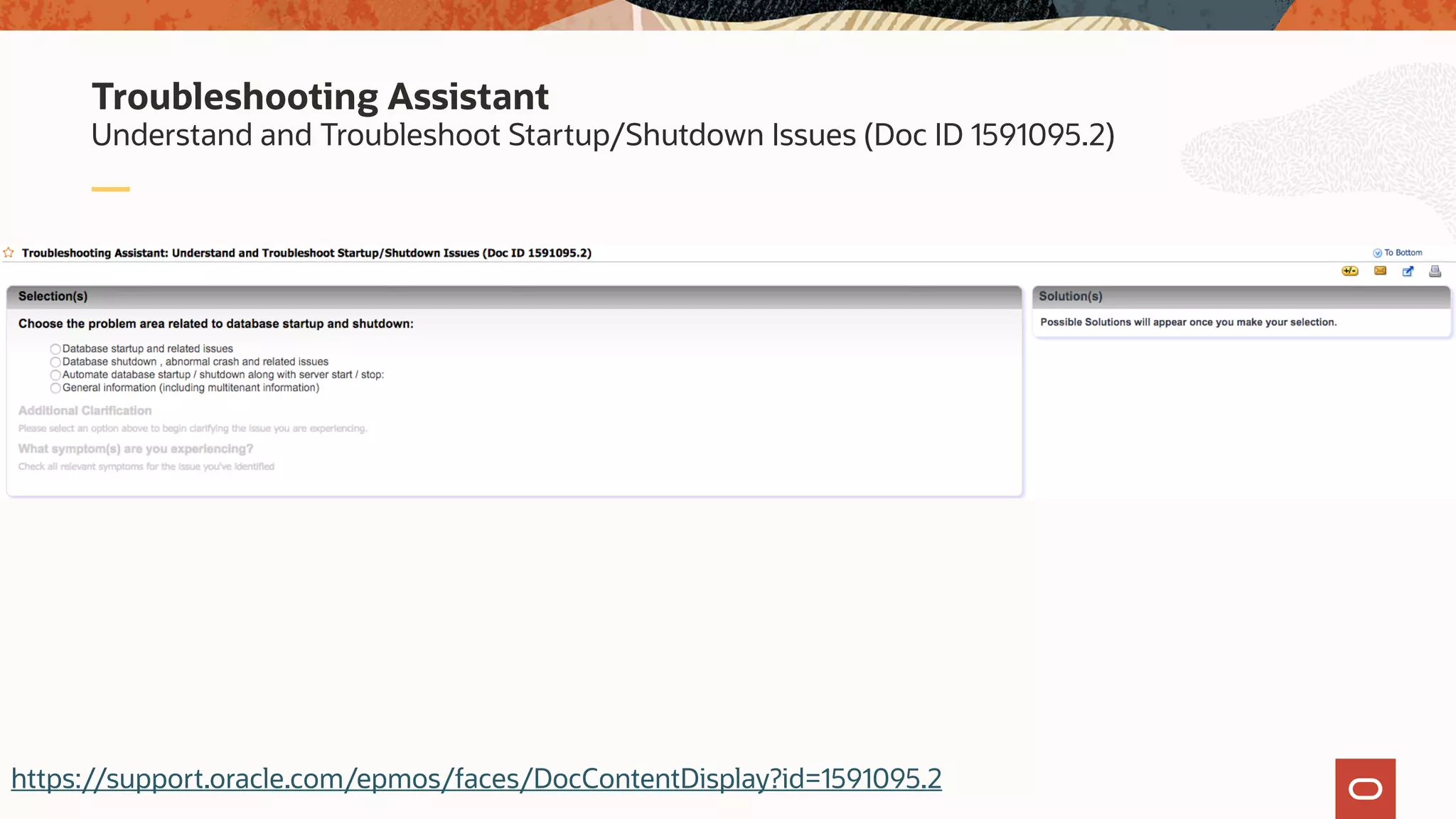 Understand and Troubleshoot Startup/Shutdown Issues (Doc ID 1591095.2)
Troubleshooting Assistant
https://support.oracle.com/epmos/faces/DocContentDisplay?id=1591095.2
 
