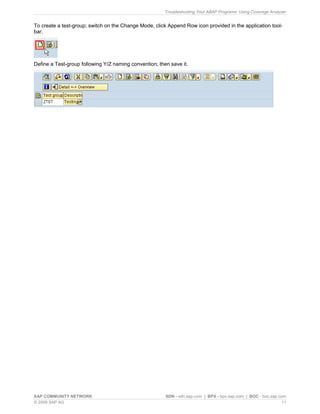 Troubleshooting Your ABAP Programs Using Coverage Analyzer | PDF