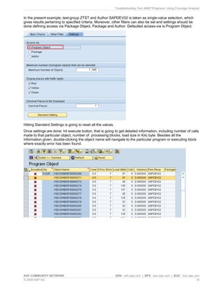 Troubleshooting Your ABAP Programs Using Coverage Analyzer | PDF