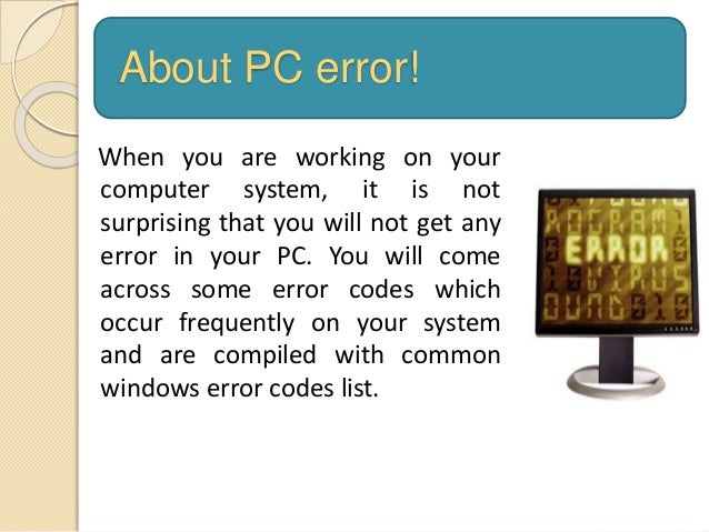 Troubleshoot pc error codes!