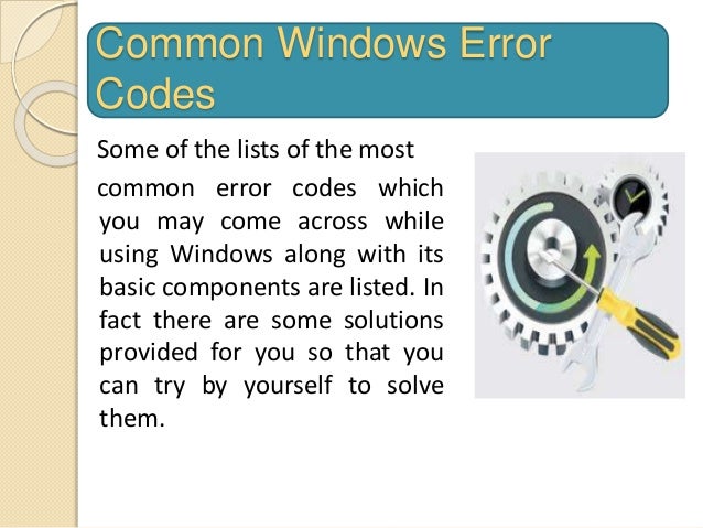 Troubleshoot pc error codes!
