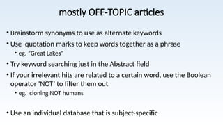 Troubleshooting your Search Strategy Results | PPTX