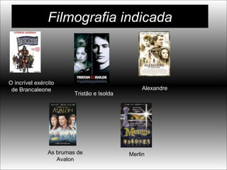Filmografia indicada O incrível exército de Brancaleone Tristão e Isolda Alexandre  As brumas de Avalon Merlin 