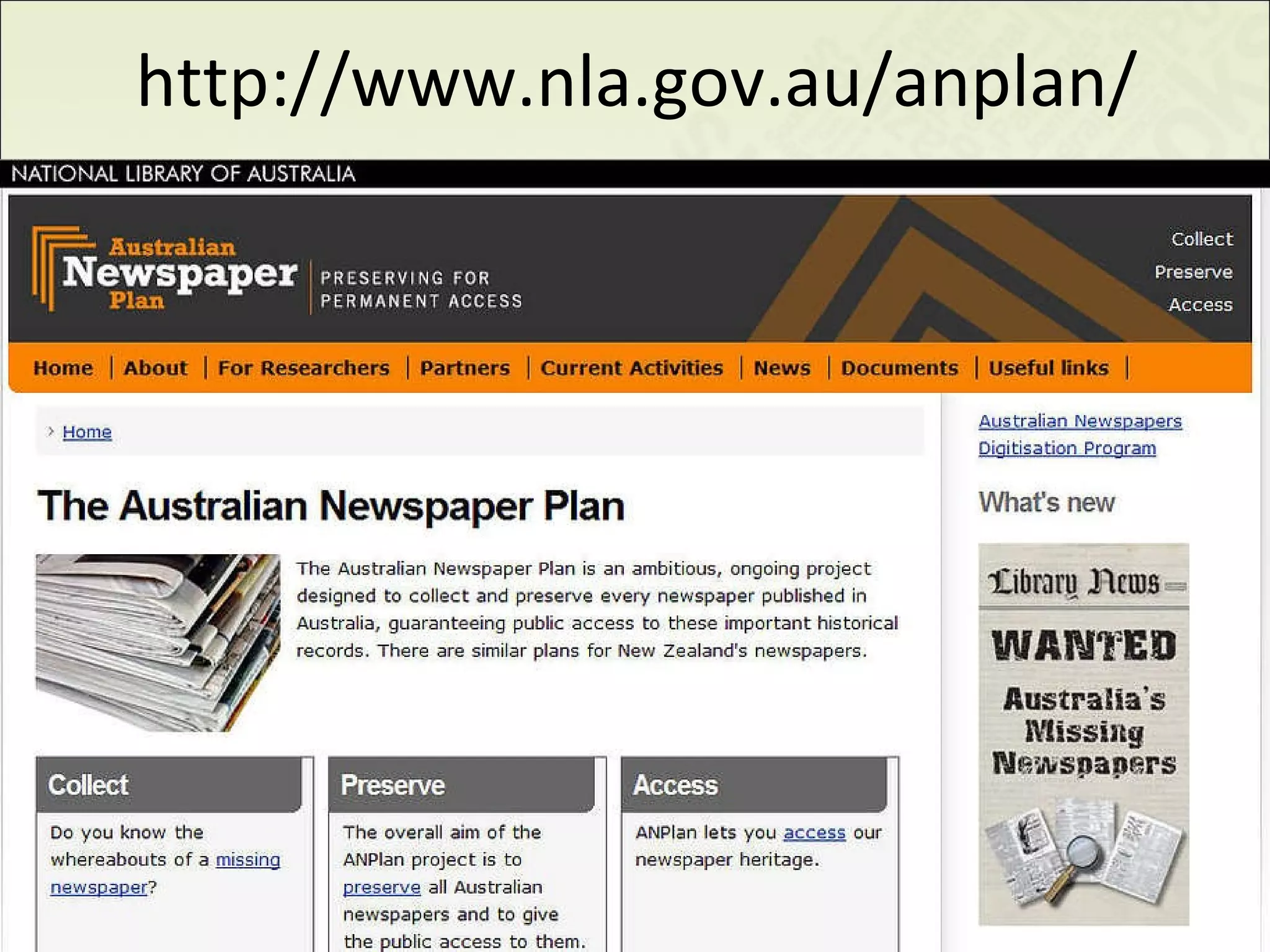 http://www.nla.gov.au/anplan/ 