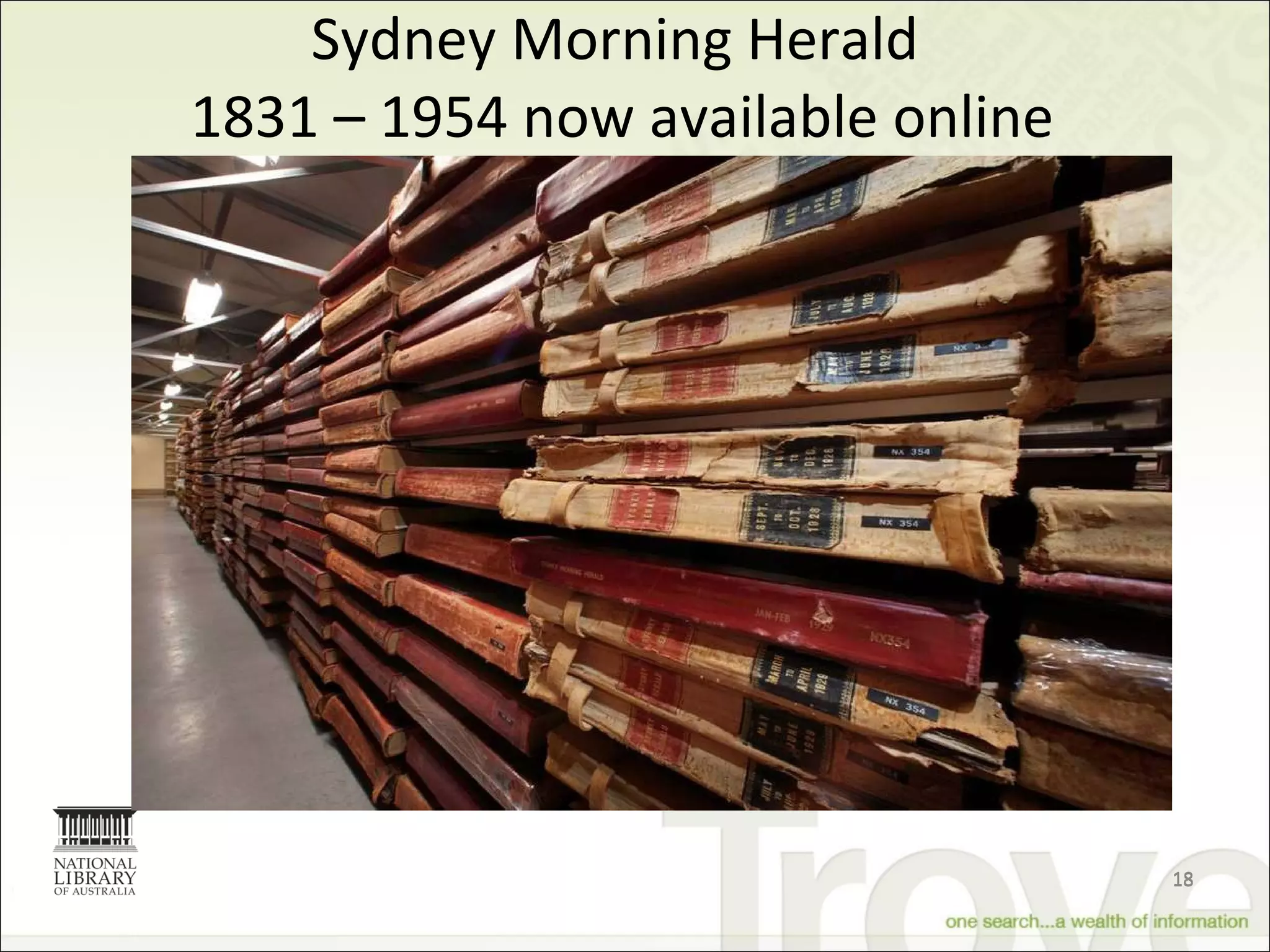 Sydney Morning Herald  1831 – 1954 now available online 