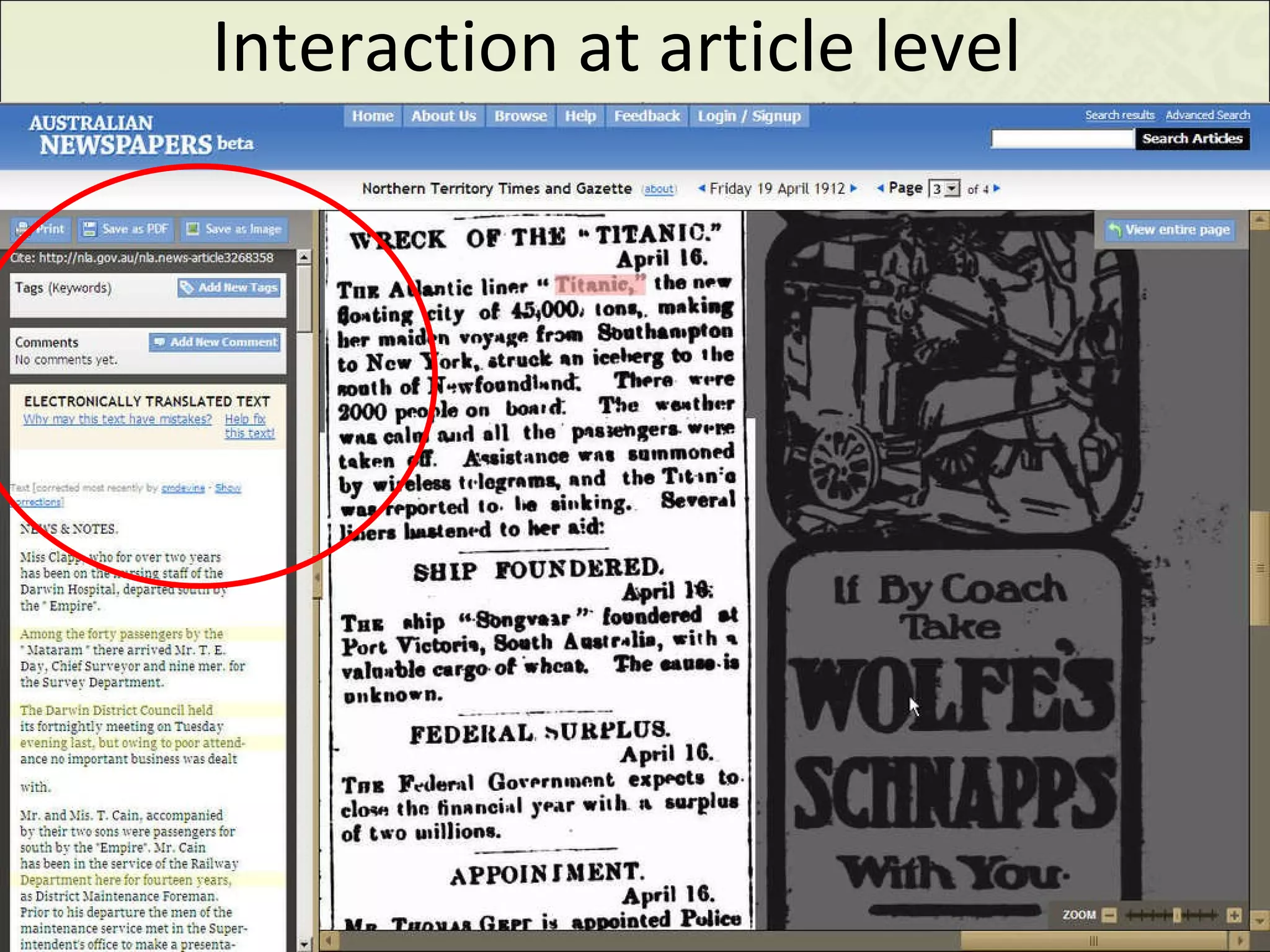 Interaction at article level 