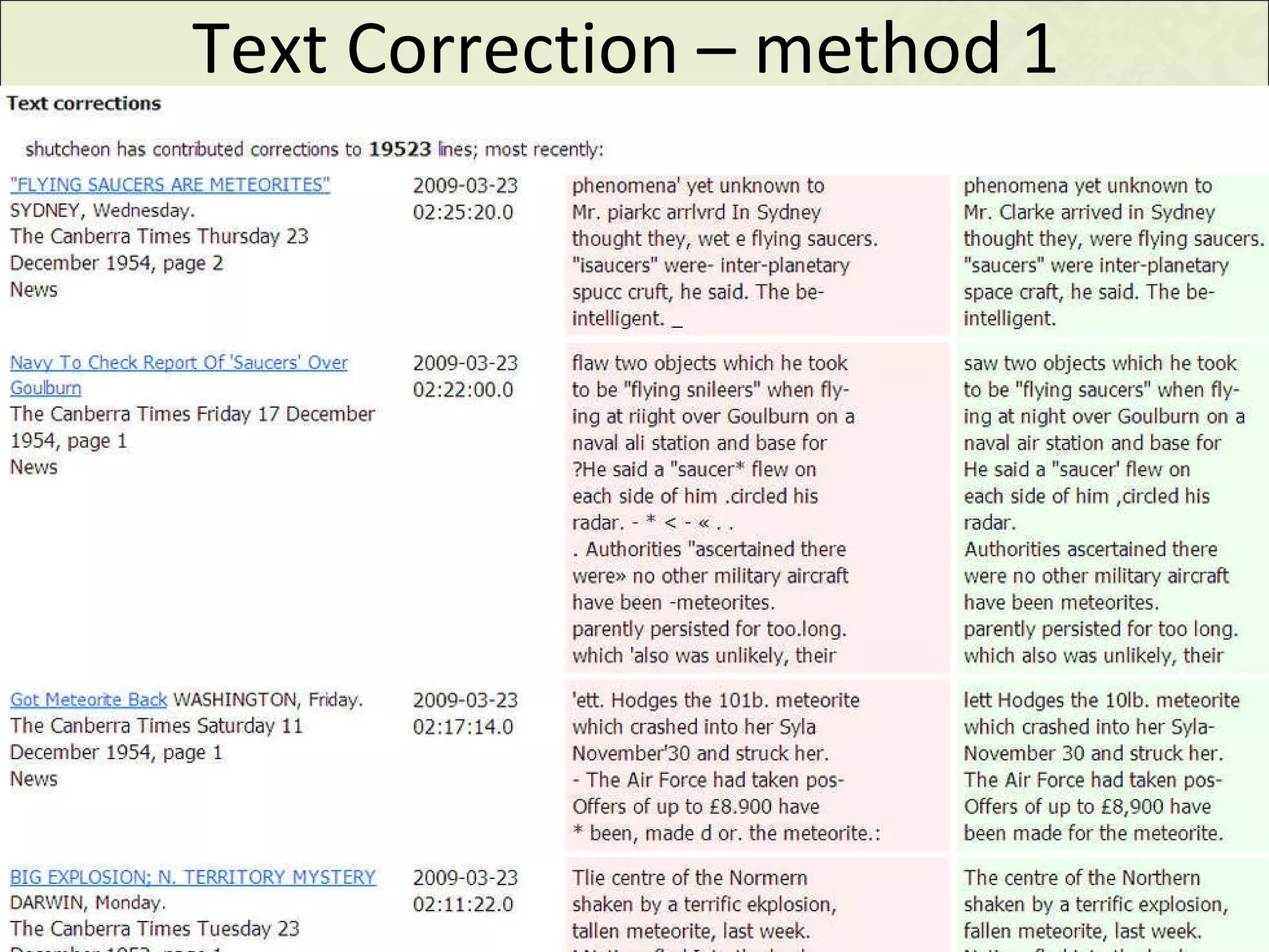 Text Correction – method 1 