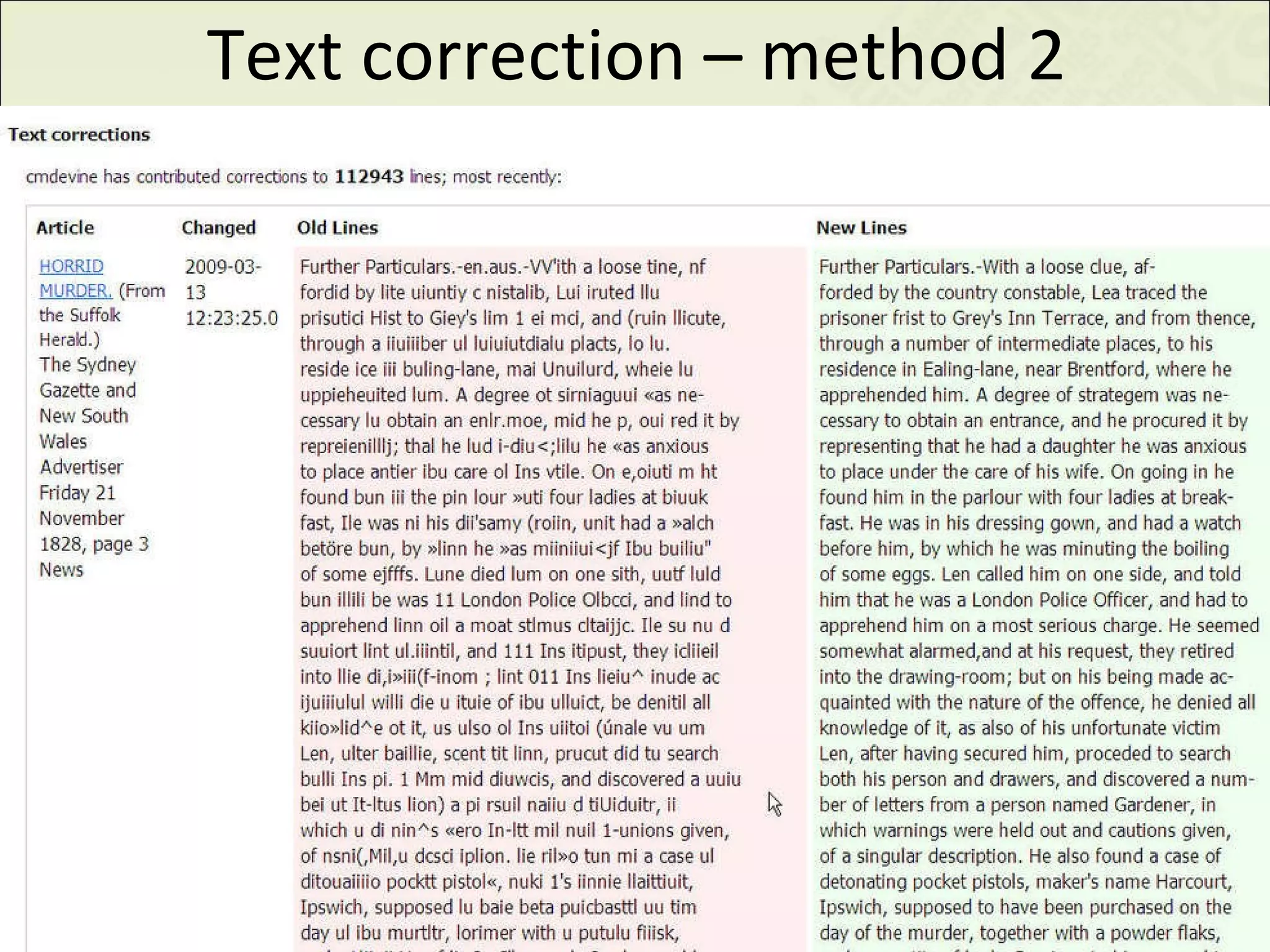 Text correction – method 2 