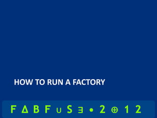 HOW TO RUN A FACTORY
 