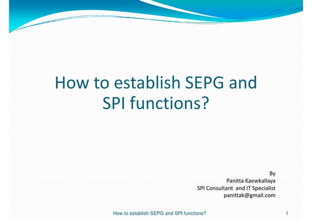 How to establish SEPG and SPI functions? | PDF | Business ...