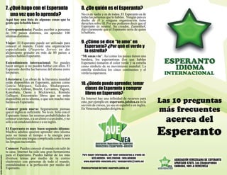 Tríptico: 10 preguntas frecuentes sobre el Esperanto
