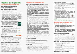 PROGRAMA DE LAS JORNADAS 
VIERNES 28 DE NOVIEMBRE, 2014 
15:00 -15:30 RECEPCIÓN VISITANTES 
Acogida. Entrega de Material 
...