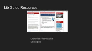 Lib Guide Resources
Literacies/Instructional
Strategies
 