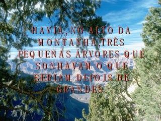 HAVIA, NO ALTO DA MONTANHA,TRÊS PEQUENAS ÁRVORES QUE SONHAVAM O QUE SERIAM DEPOIS DE GRANDES. 