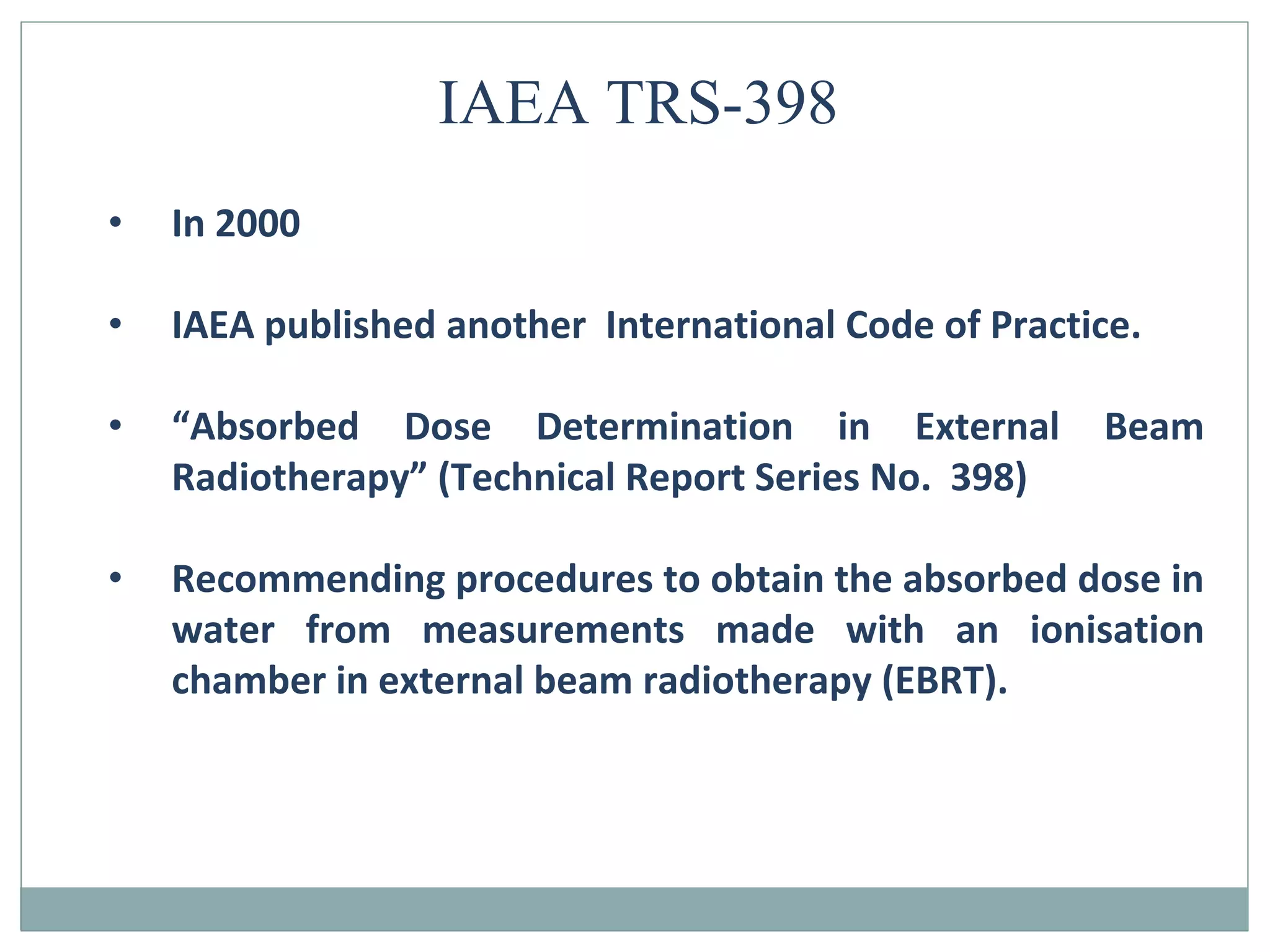 TRS 398 (Technical Report Series) | PPTX
