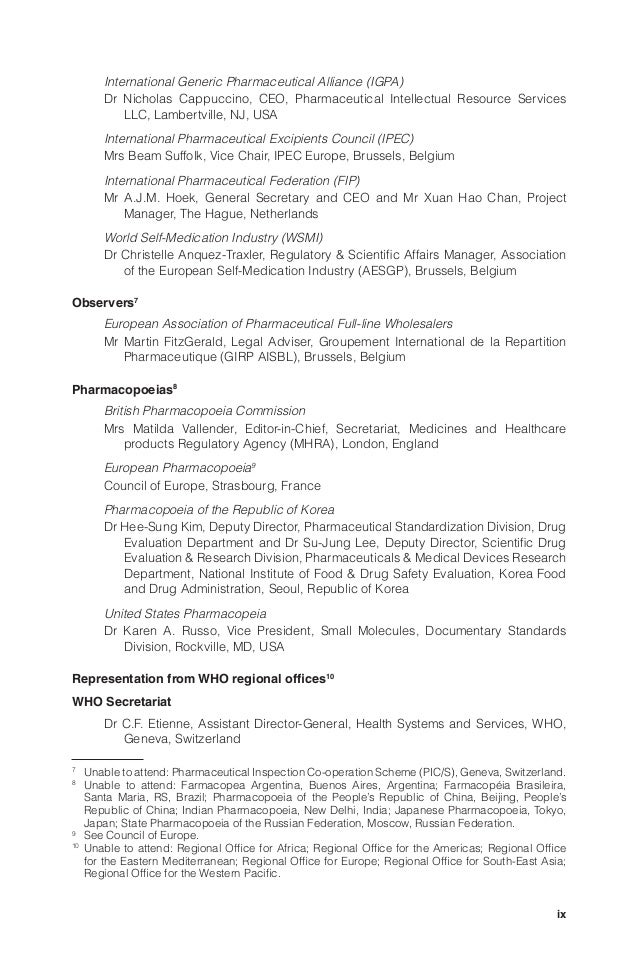 WHO Expert Committee On Specifications For Pharmaceutical