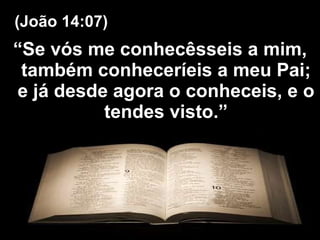 “ Se vós me conhecêsseis a mim, também conheceríeis a meu Pai; e já desde agora o conheceis, e o tendes visto.” (João 14:07) 