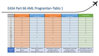 EASA Part 66 AML Programları-Tablo 1
 